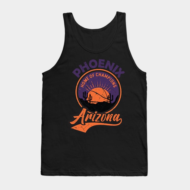 Vintage Phoenix Arizona City Valley Basketball Game Fans Tank Top by MintaApparel